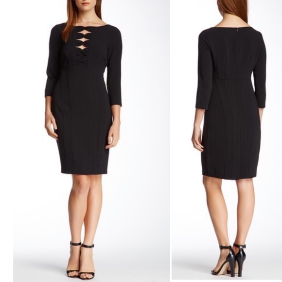 Nanette Lepore Black Satin Midi w/ Bows • 4 - Picture 2 of 8